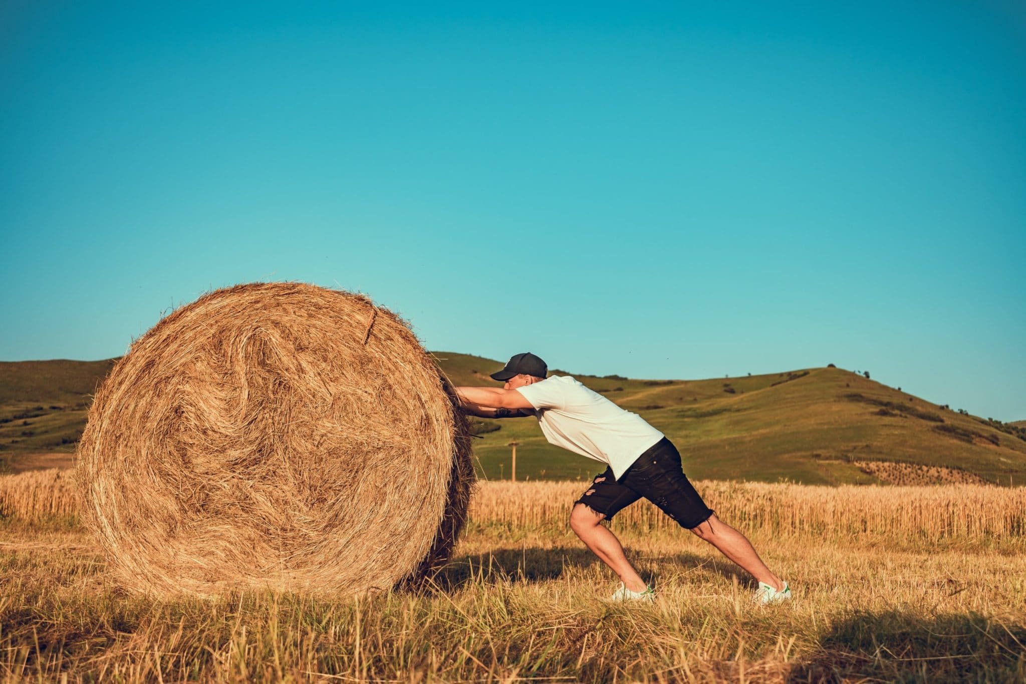 photo-of-man-pushing-hay-bale-2600312
